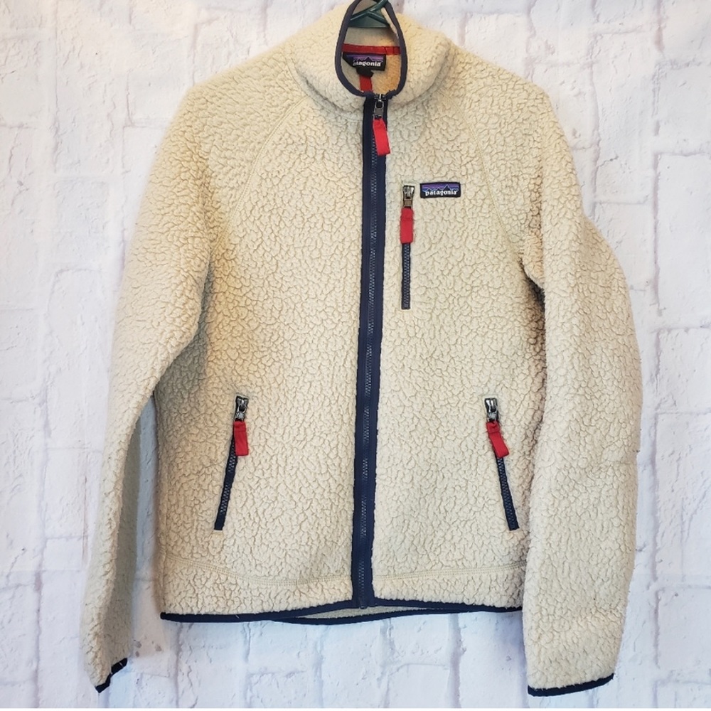 PATAGONIA Cream/Navy  Deep Pile Fleece Jacket